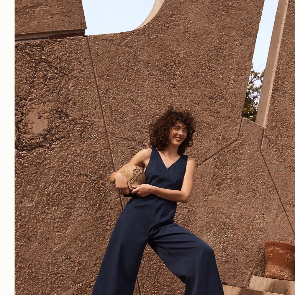 Anthropologie Navy Chino Jumpsuit